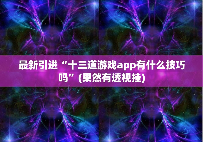 最新引进“十三道游戏app有什么技巧吗”(果然有透视挂)