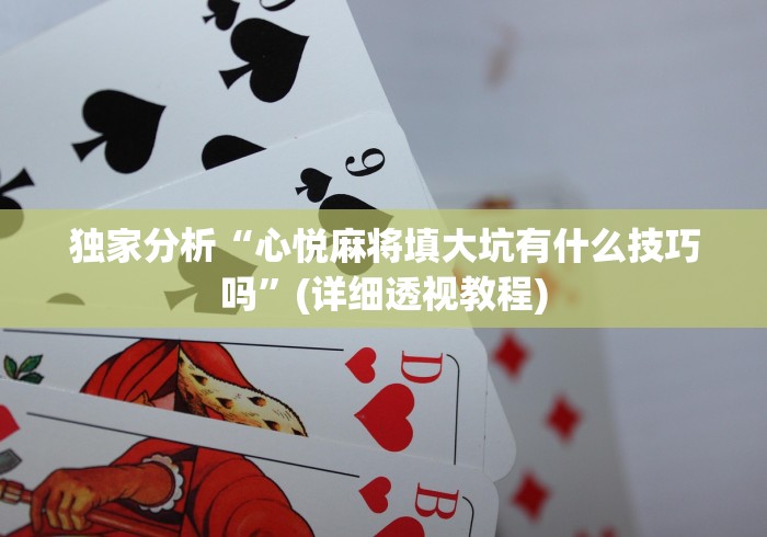 独家分析“心悦麻将填大坑有什么技巧吗”(详细透视教程) 独家分析“心悦麻将填大坑有什么技巧吗”(详细透视教程)