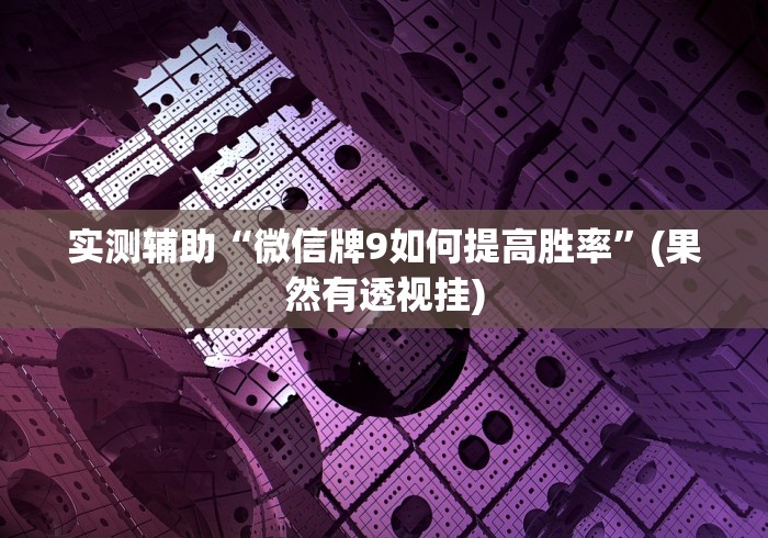 实测辅助“微信牌9如何提高胜率”(果然有透视挂) 实测辅助“微信牌9如何提高胜率”(果然有透视挂)