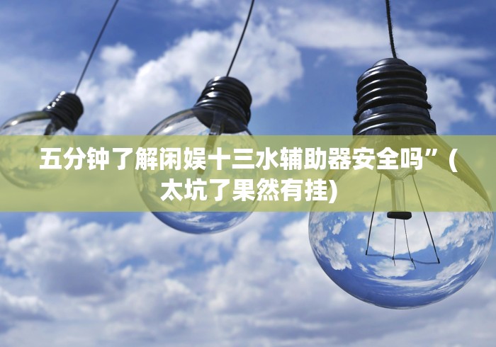 五分钟了解闲娱十三水辅助器安全吗”(太坑了果然有挂)