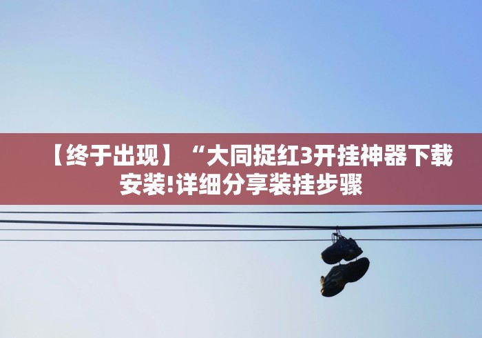 【终于出现】“大同捉红3开挂神器下载安装!详细分享装挂步骤