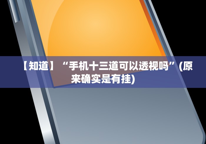 【知道】“手机十三道可以透视吗”(原来确实是有挂)